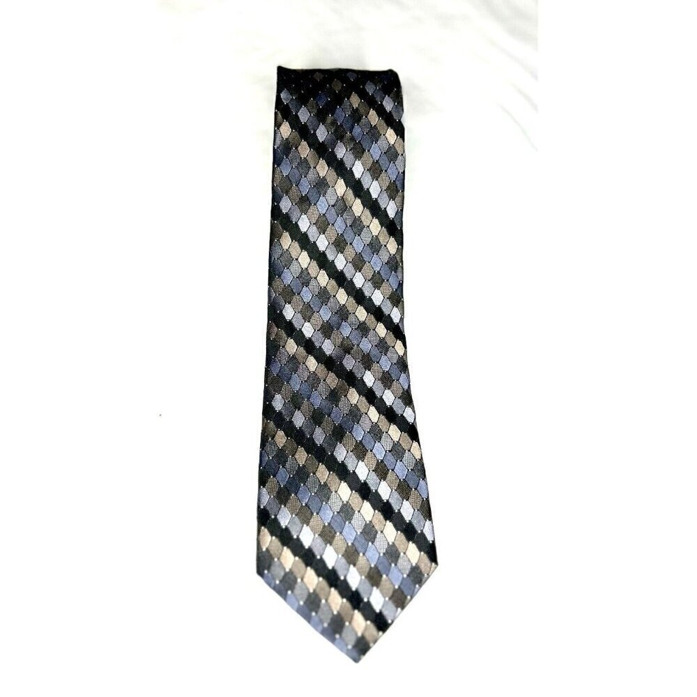 Calvin Klein Mens Classic Geometric Silk Tie Metallic Colors Cool Design MSRP$65 - Picture 10 of 11